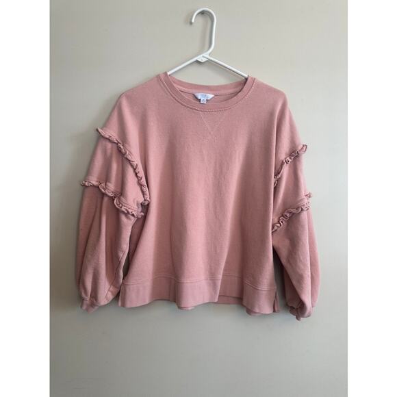 Time & Tru Pink Ruffle Sleeve Sweatshirt XL - Picture 1 of 6